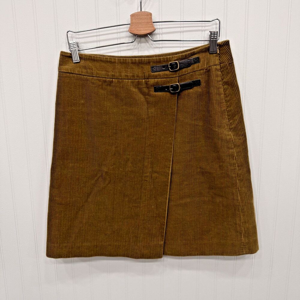 Boden Women's Size 8L Brown Corduroy Mini A-Line Wrap Skirt Preppy Academia